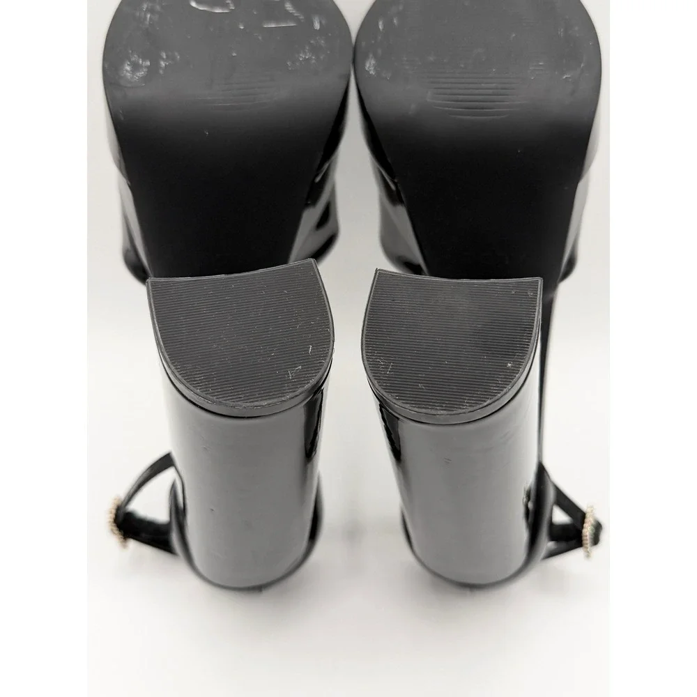 Aldo Grandle Black Patent Double Platform Mary Jane Pumps Block Heel Y2K 7.5